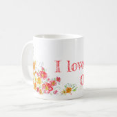 Mug Fleurs d'eau amour orange rouge (Devant gauche)