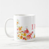 Mug Fleurs d'eau amour orange rouge (Gauche)