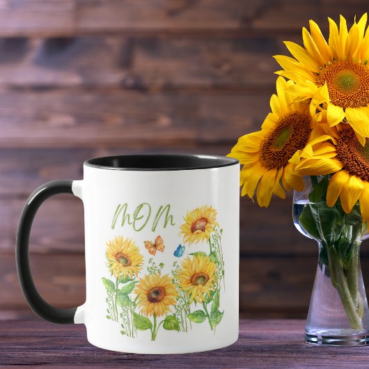 Mug Fleurs d'eau Tournesols papillons Fête des mères