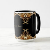 Mug Fleurs Décoratives Dorées (Devant droit)