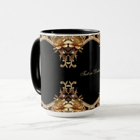 Mug Fleurs Décoratives Dorées (Devant gauche)