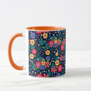 Mug Fleurs Décoratives Et Feuille Motif-48675
