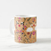 Mug Fleurs délicates, imaginaire cygne sans couture mo (Devant gauche)