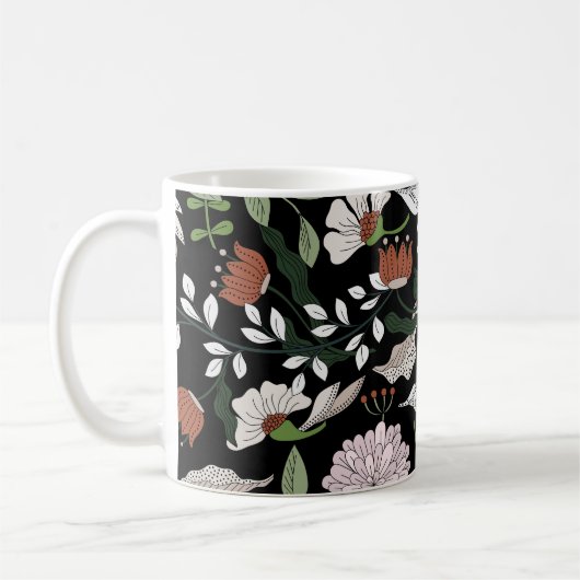 Mug Fleurs d'Engraving Antique Peint à la main (Gauche)