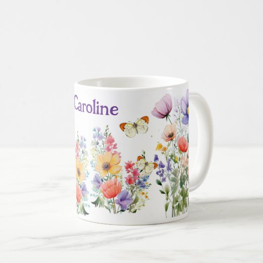 Mug Fleurs d'été personnalisées et jolies (Devant droit)