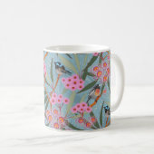 Mug Fleurs d'eucalyptus aux oiseaux roses et bleus (Devant droit)