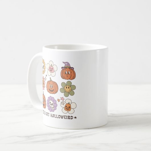 Mug Fleurs d'Halloween rétro mignonnes (Devant gauche)