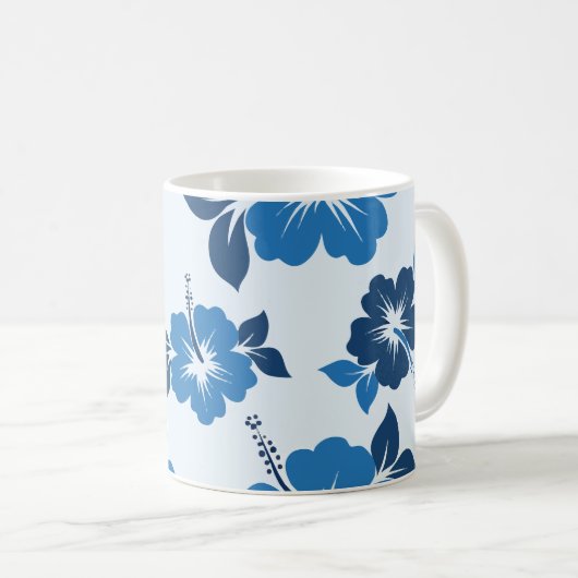 Mug Fleurs d'Hibiscus Bleus (Devant droit)