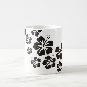Mug fleurs d'hibiscus en noir