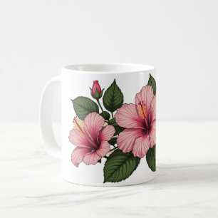 Mug Fleurs d'hibiscus rose