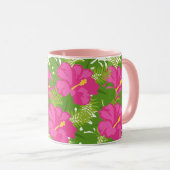 MUG FLEURS D'HIBISCUS ROSE CHAUD (Devant droit)
