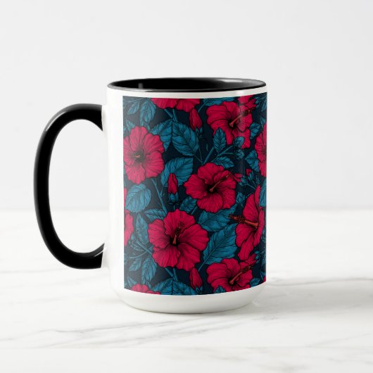 Mug Fleurs d'hibiscus rouges (Gauche)