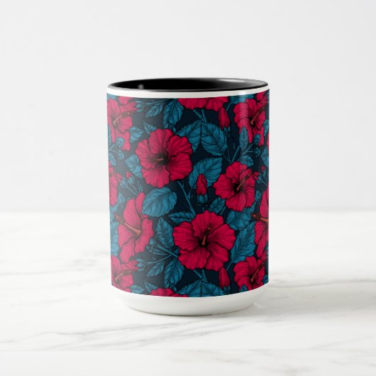 Mug Fleurs d'hibiscus rouges (Centre)