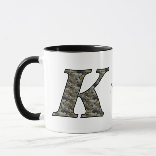 Mug Fleurs d'hortensia à monogramme initial K personna (Gauche)
