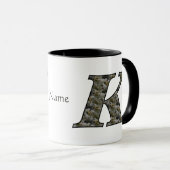 Mug Fleurs d'hortensia à monogramme initial K personna (Devant droit)