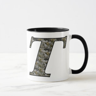 Mug Fleurs d'hortensia à monogramme initial T