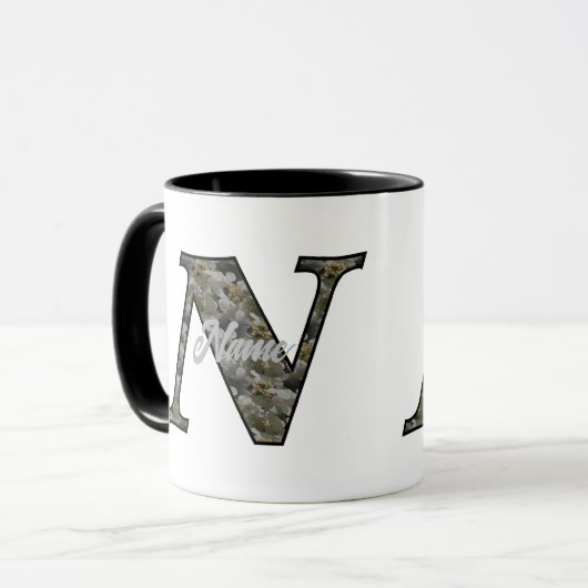Mug Fleurs d'hydrangea à initiale de monogramme N Pers (Devant gauche)