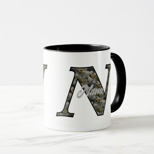 Mug Fleurs d'hydrangea à initiale de monogramme N Pers (Devant droit)