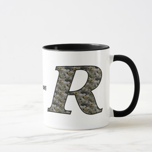 Mug Fleurs d'hydrangea à initiale de monogramme R Pers (Droite)