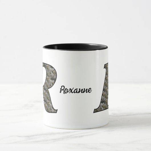 Mug Fleurs d'hydrangea à initiale de monogramme R Pers (Centre)