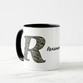 Mug Fleurs d'hydrangea à initiale de monogramme R Pers (Devant gauche)