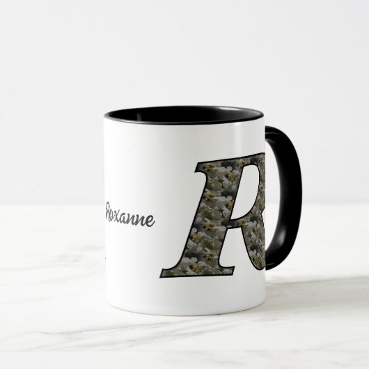 Mug Fleurs d'hydrangea à initiale de monogramme R Pers (Devant droit)