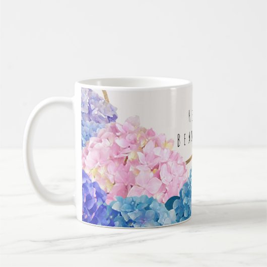 Mug Fleurs d'Hydrangea et or Floral Chic Spring Custom (Gauche)