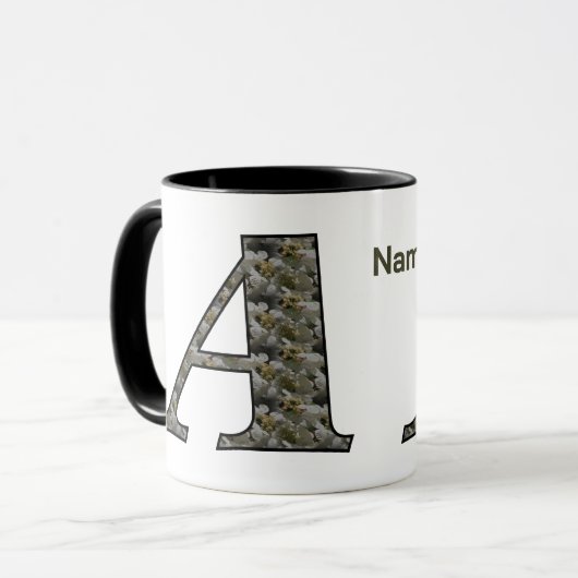 Mug Fleurs d'hydrangea personnalisées avec initiale de (Devant gauche)