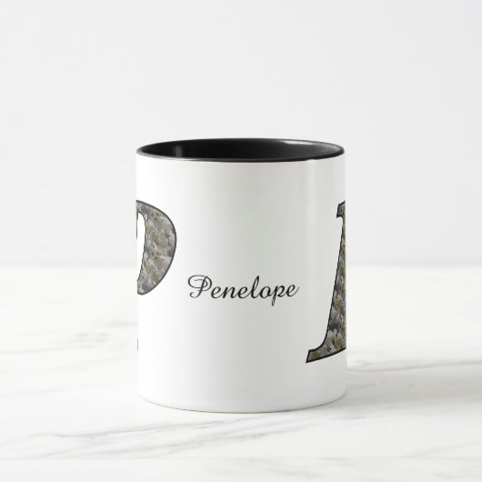 Mug Fleurs d'hydrangea personnalisées avec initiale de (Centre)