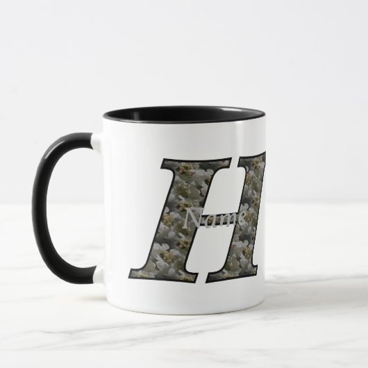 Mug Fleurs d'hydrangea personnalisées avec initiale de (Gauche)