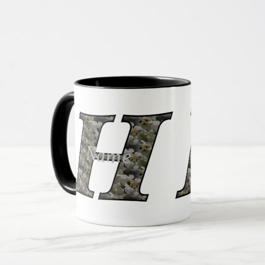Mug Fleurs d'hydrangea personnalisées avec initiale de (Devant gauche)