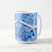 Mug Fleurs d'Hydrangée Bleue Amidon Blancs (Devant droit)