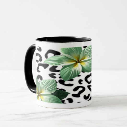 Mug Fleurs d'impression léopard tropicale  (Devant gauche)