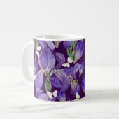 Mug Fleurs d'Iris violettes et papillons (Devant gauche)
