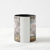 Mug Fleurs d'oeillets vintages avec ciel gris (Centre)