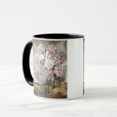 Mug Fleurs d'oeillets vintages avec ciel gris (Devant gauche)