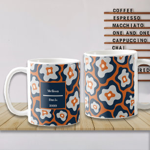 Mug Fleurs d'oeufs de rouille de blues de cobalt Nom p