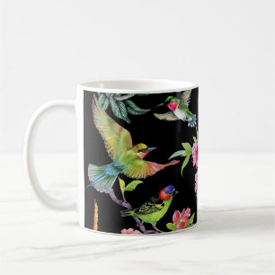Mug Fleurs d'oiseaux tropicaux : Motif d'aquarelle
