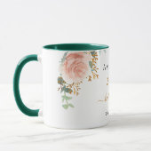 Mug Fleurs d'or rose d'anniversaire eucalyptus nom (Gauche)
