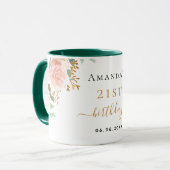 Mug Fleurs d'or rose d'anniversaire eucalyptus nom (Devant gauche)