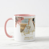 Mug Fleurs d'or rose Merci photo Mariage (Gauche)