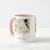 Mug Fleurs d'or rose Merci photo Mariage (Devant gauche)