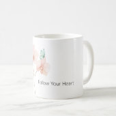Mug Fleurs d'orchidée rose papillon vert menthe (Devant droit)