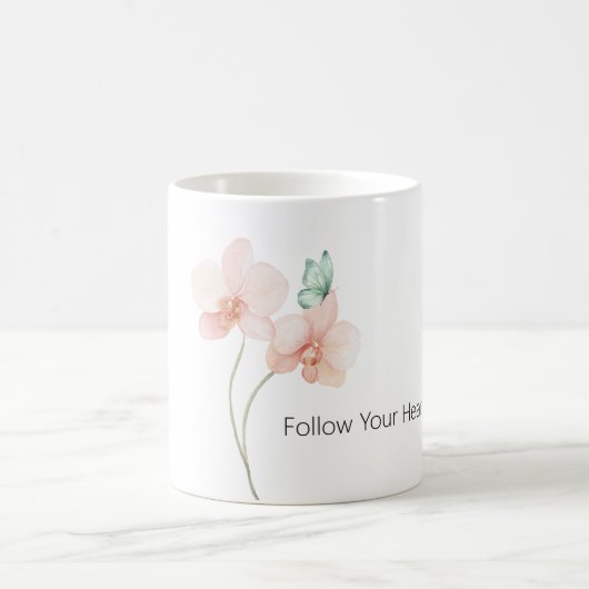 Mug Fleurs d'orchidée rose papillon vert menthe (Centre)