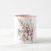 Mug Fleurs d'orchidée rose tropicale Anniversaire (Centre)