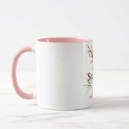 Mug Fleurs d'orchidée rose tropicale Anniversaire (Gauche)
