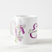 Mug Fleurs d'orchidées blanches délicates personnalisa (Devant gauche)