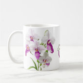 Mug Fleurs d'orchidées blanches délicates personnalisa (Gauche)
