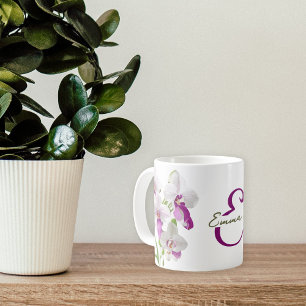 Mug Fleurs d'orchidées blanches délicates personnalisa