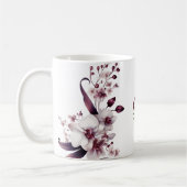 Mug Fleurs d'orchidées blanches et magenta Monogramme (Gauche)